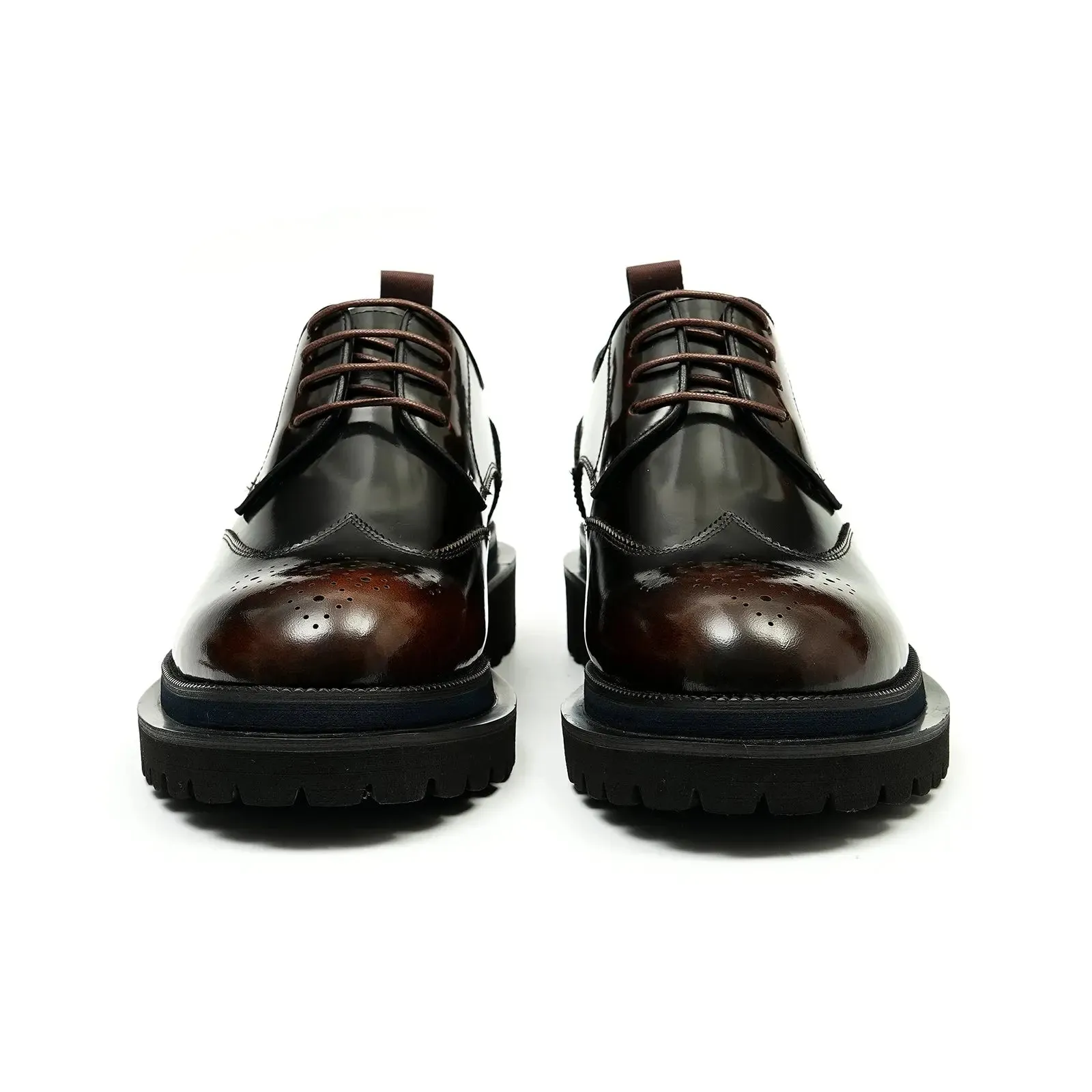 Brown brogue derby shoes