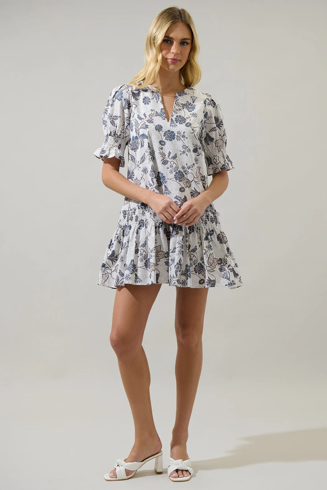 Bryony Floral Marinella Smocked Mini Dress