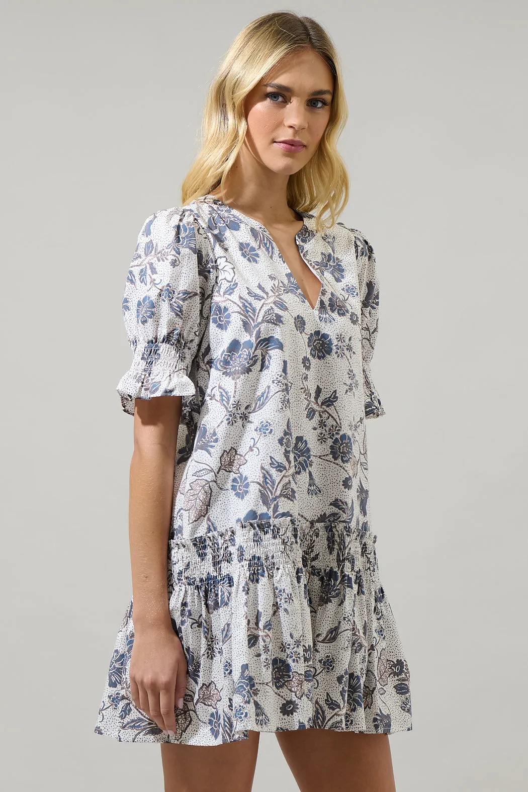 Bryony Floral Marinella Smocked Mini Dress