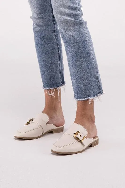 Buckle Backless Slides Loafer Shoes