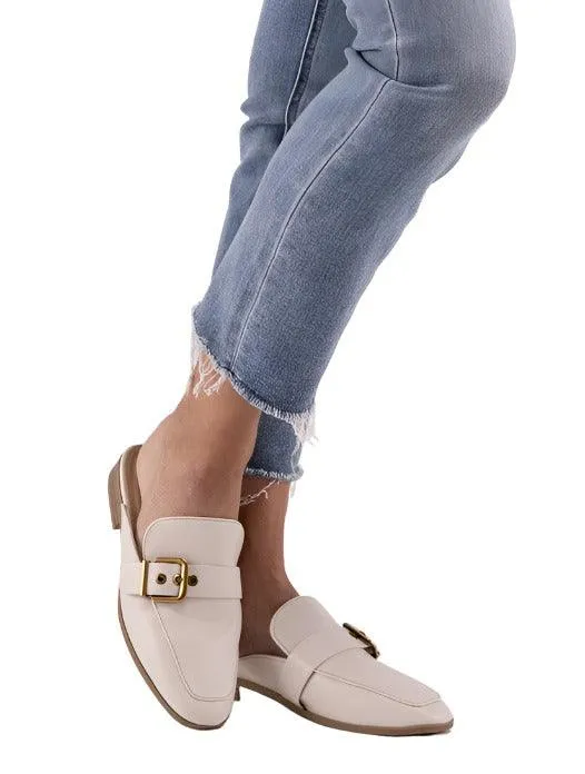 Buckle Backless Slides Loafer Shoes