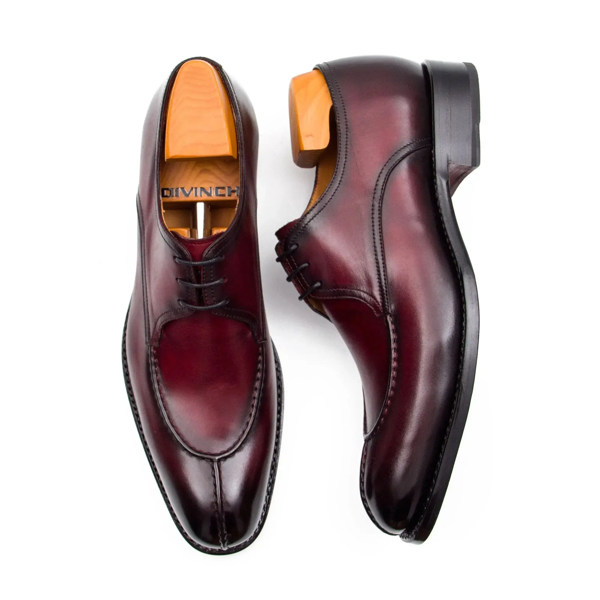 Burgundy leather Derby shoes