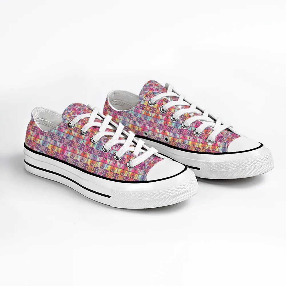 Checkered Pattern Collection - Unisex Low Top Canvas Shoes