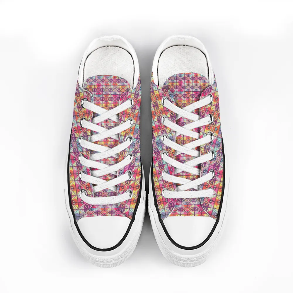 Checkered Pattern Collection - Unisex Low Top Canvas Shoes