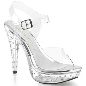 COCKTAIL-508SDT Clear Rhinestone Evening Shoes by Fabulicious Shoes