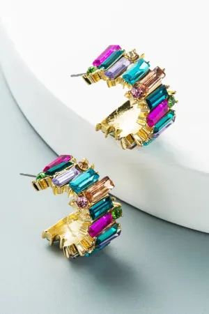 Colorful Gemstone Hoops