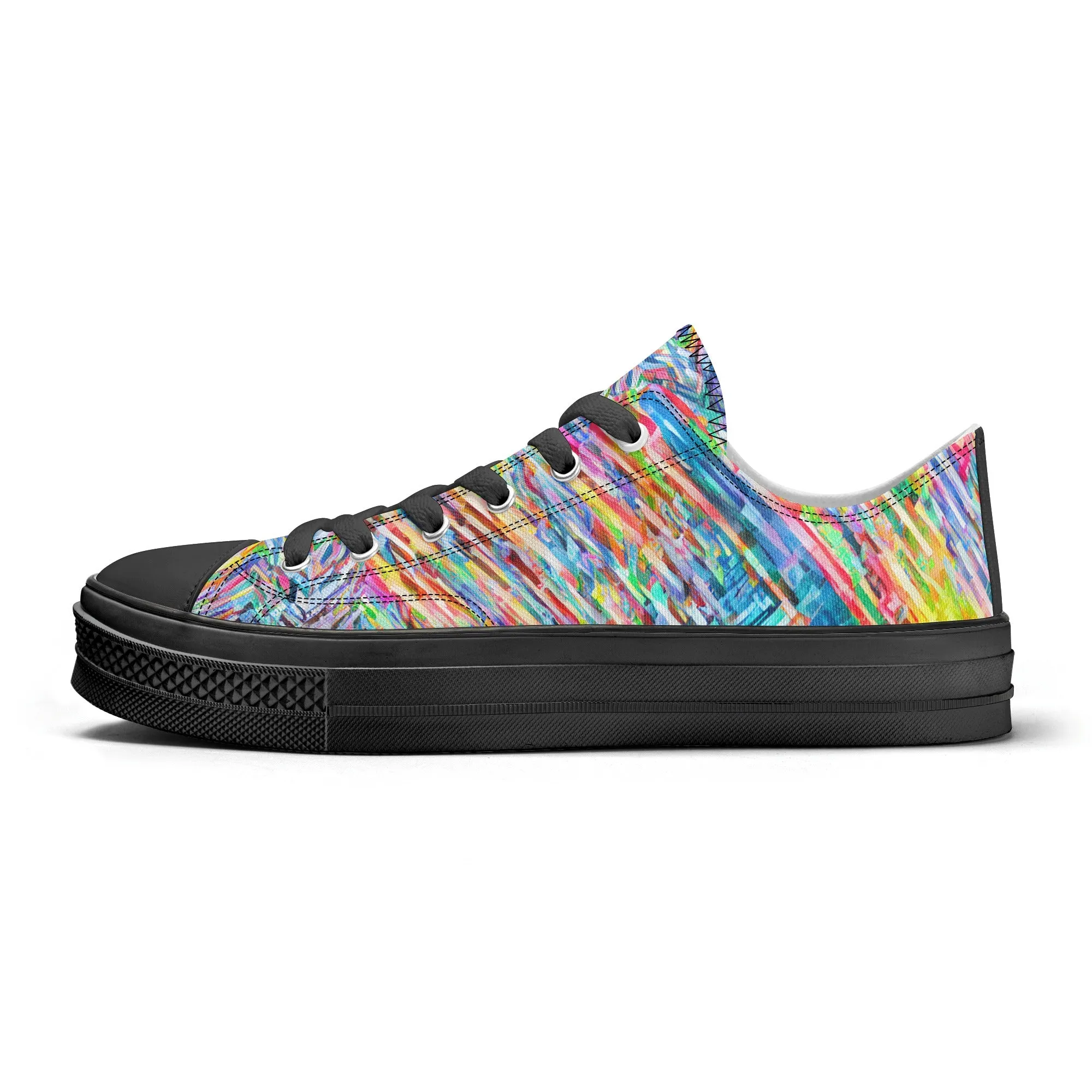 Colorful Herringbone Pattern - Mens Classic Low Top Canvas Shoes for Footwear Lovers