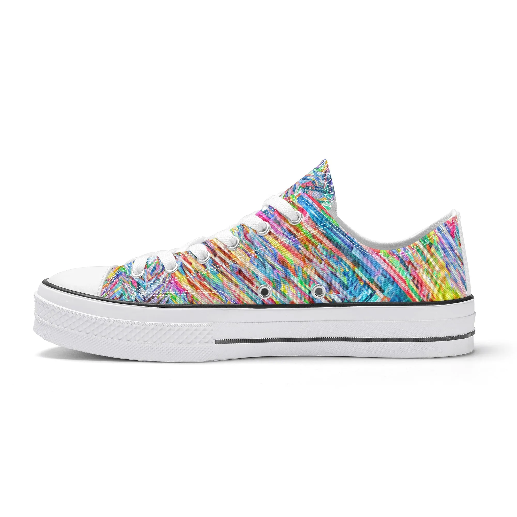 Colorful Herringbone Pattern - Mens Classic Low Top Canvas Shoes for Footwear Lovers