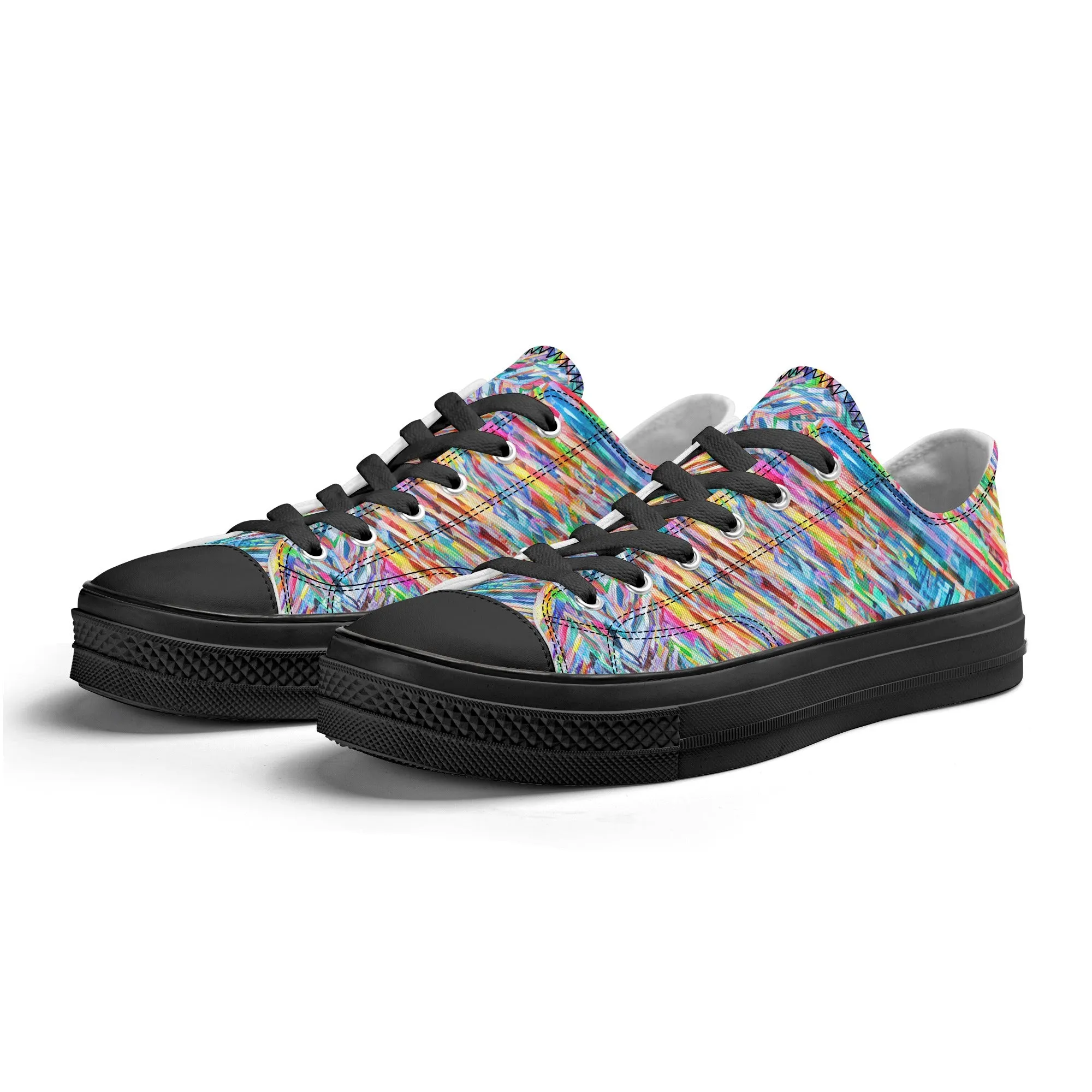 Colorful Herringbone Pattern - Mens Classic Low Top Canvas Shoes for Footwear Lovers