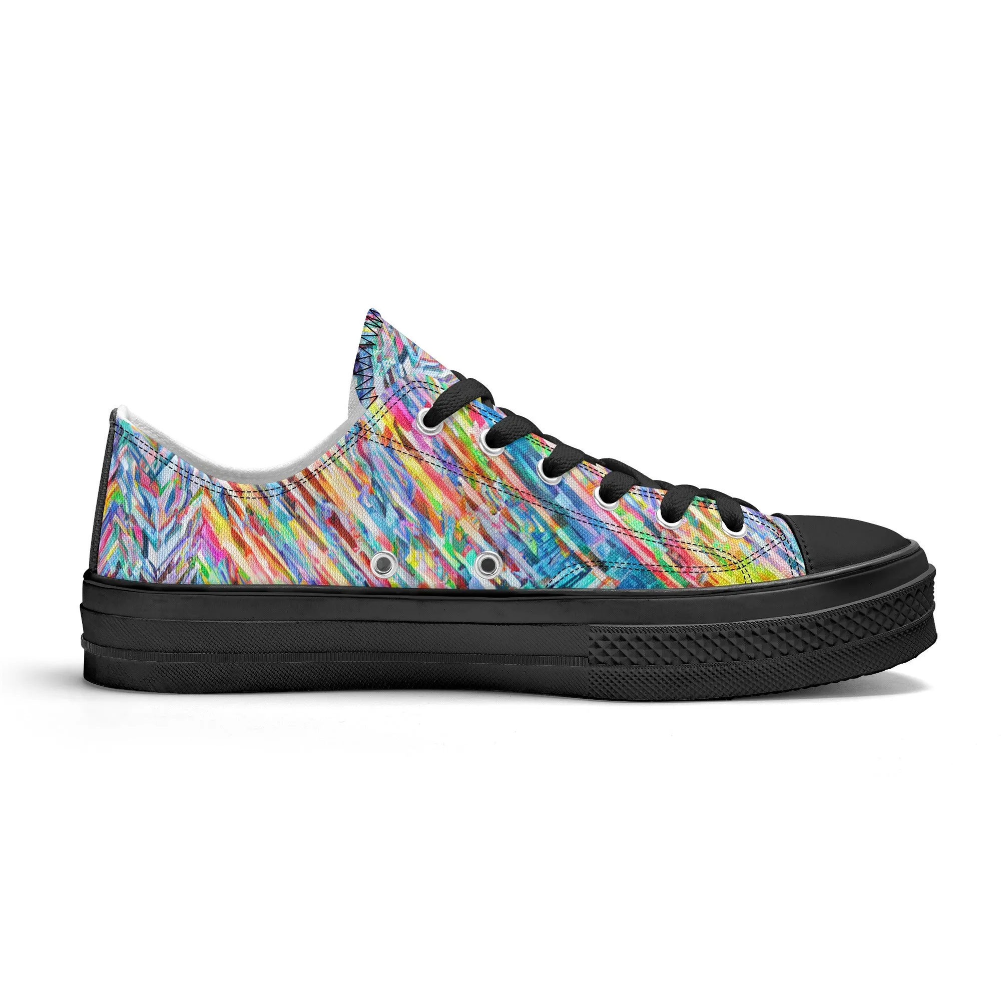 Colorful Herringbone Pattern - Mens Classic Low Top Canvas Shoes for Footwear Lovers