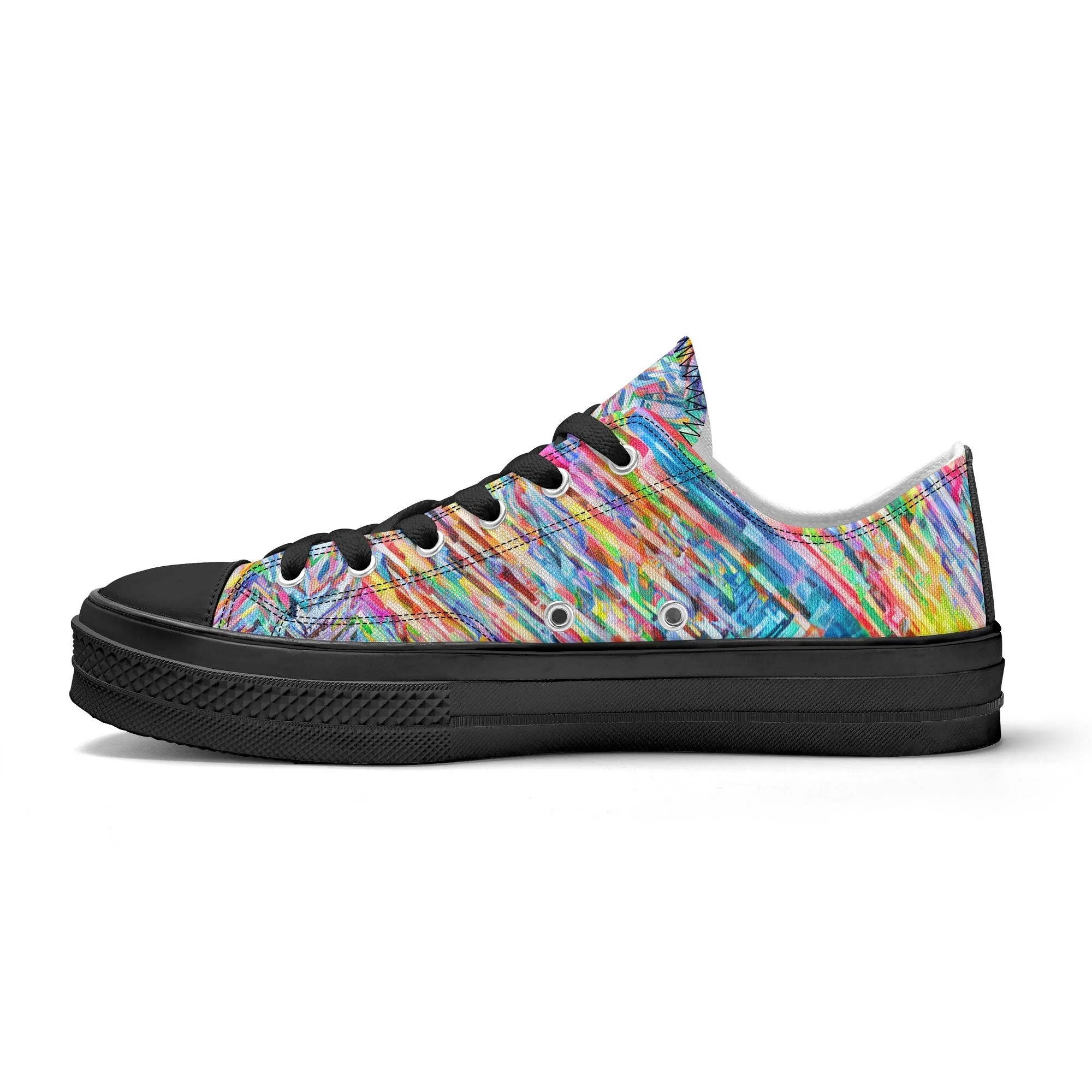 Colorful Herringbone Pattern - Mens Classic Low Top Canvas Shoes for Footwear Lovers