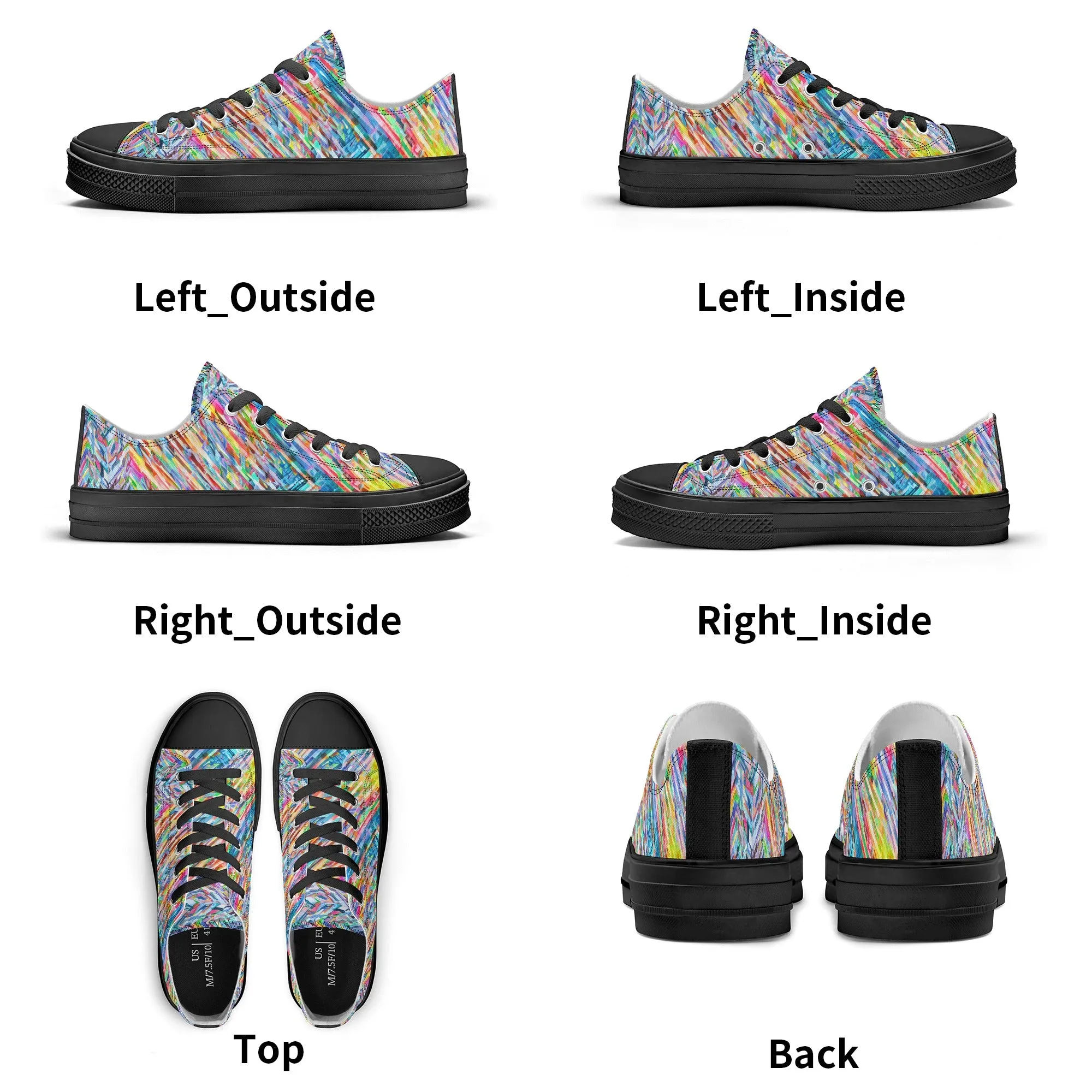 Colorful Herringbone Pattern - Mens Classic Low Top Canvas Shoes for Footwear Lovers