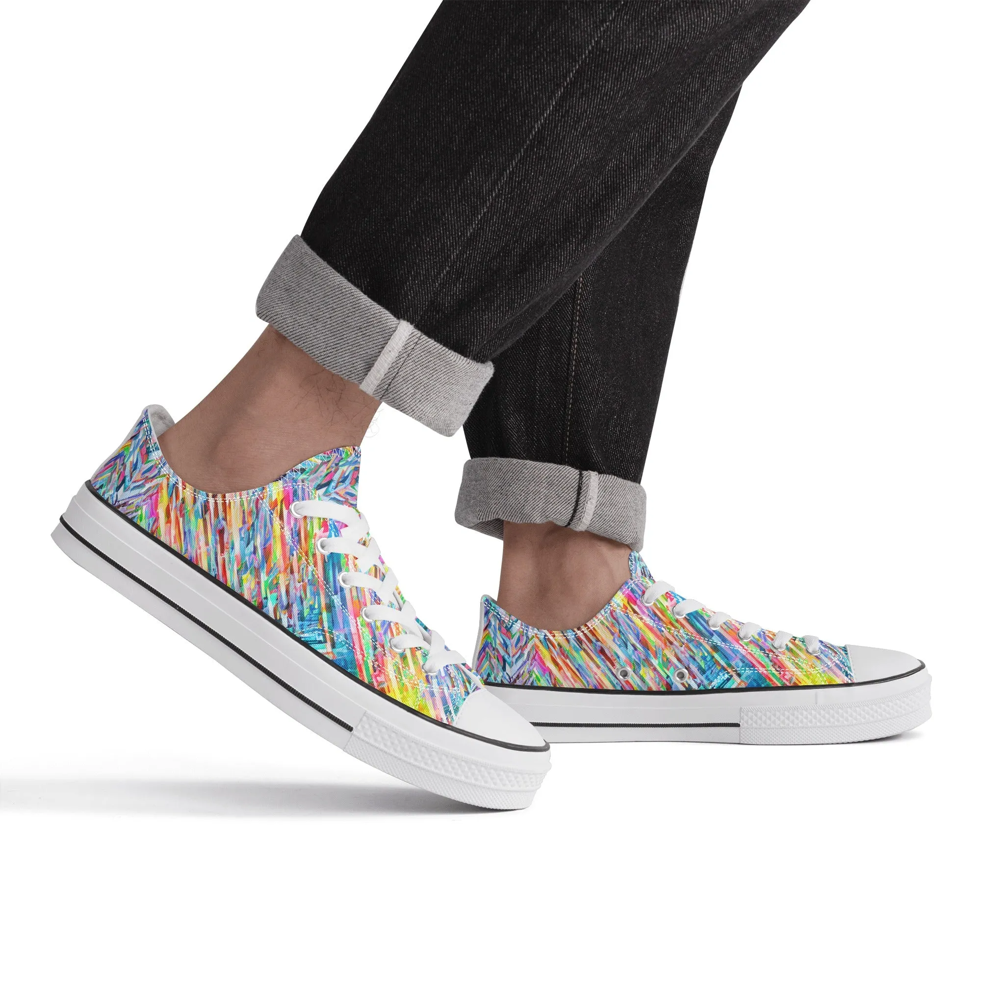 Colorful Herringbone Pattern - Mens Classic Low Top Canvas Shoes for Footwear Lovers