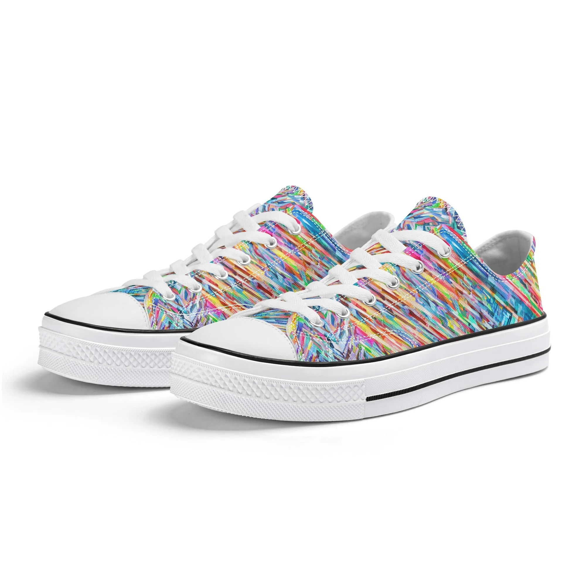 Colorful Herringbone Pattern - Mens Classic Low Top Canvas Shoes for Footwear Lovers