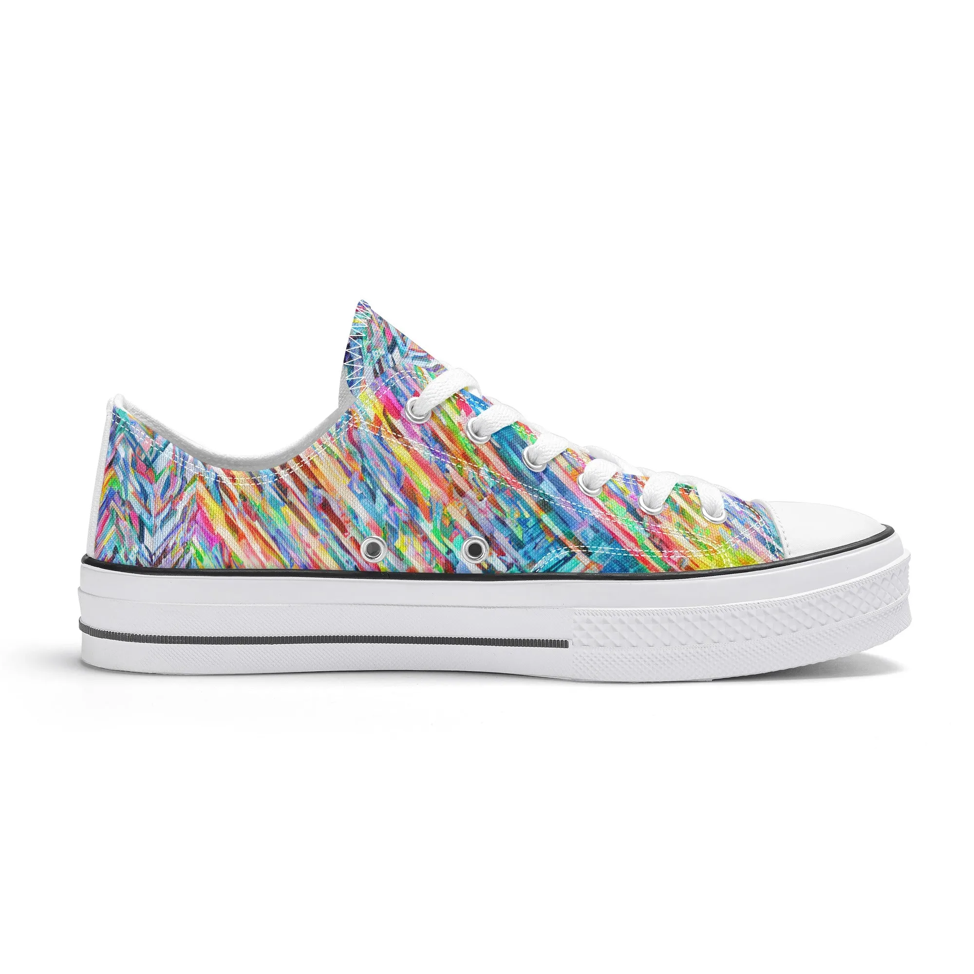 Colorful Herringbone Pattern - Mens Classic Low Top Canvas Shoes for Footwear Lovers