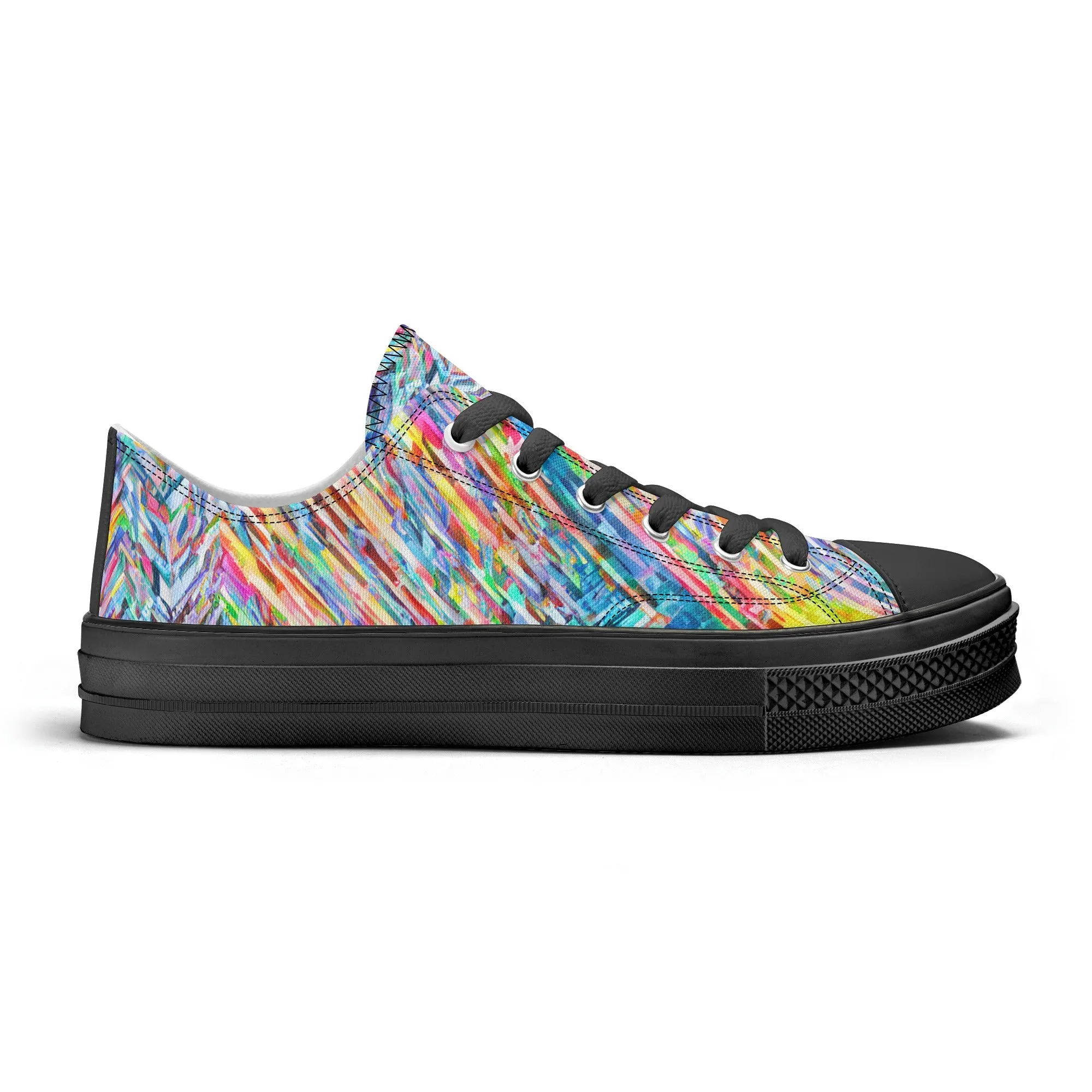 Colorful Herringbone Pattern - Mens Classic Low Top Canvas Shoes for Footwear Lovers