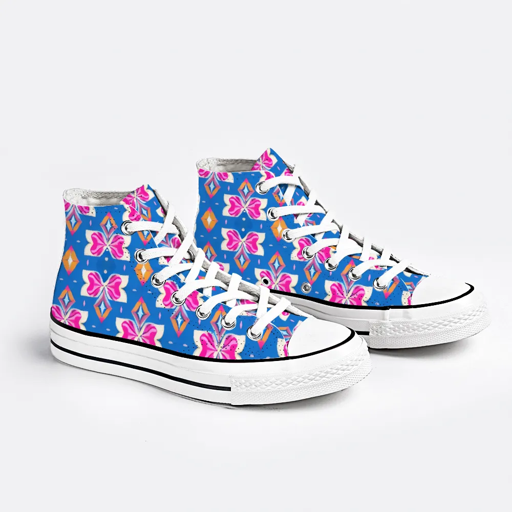 Colorful Pattern Collection - Classic Unisex High Top Canvas Sneakers