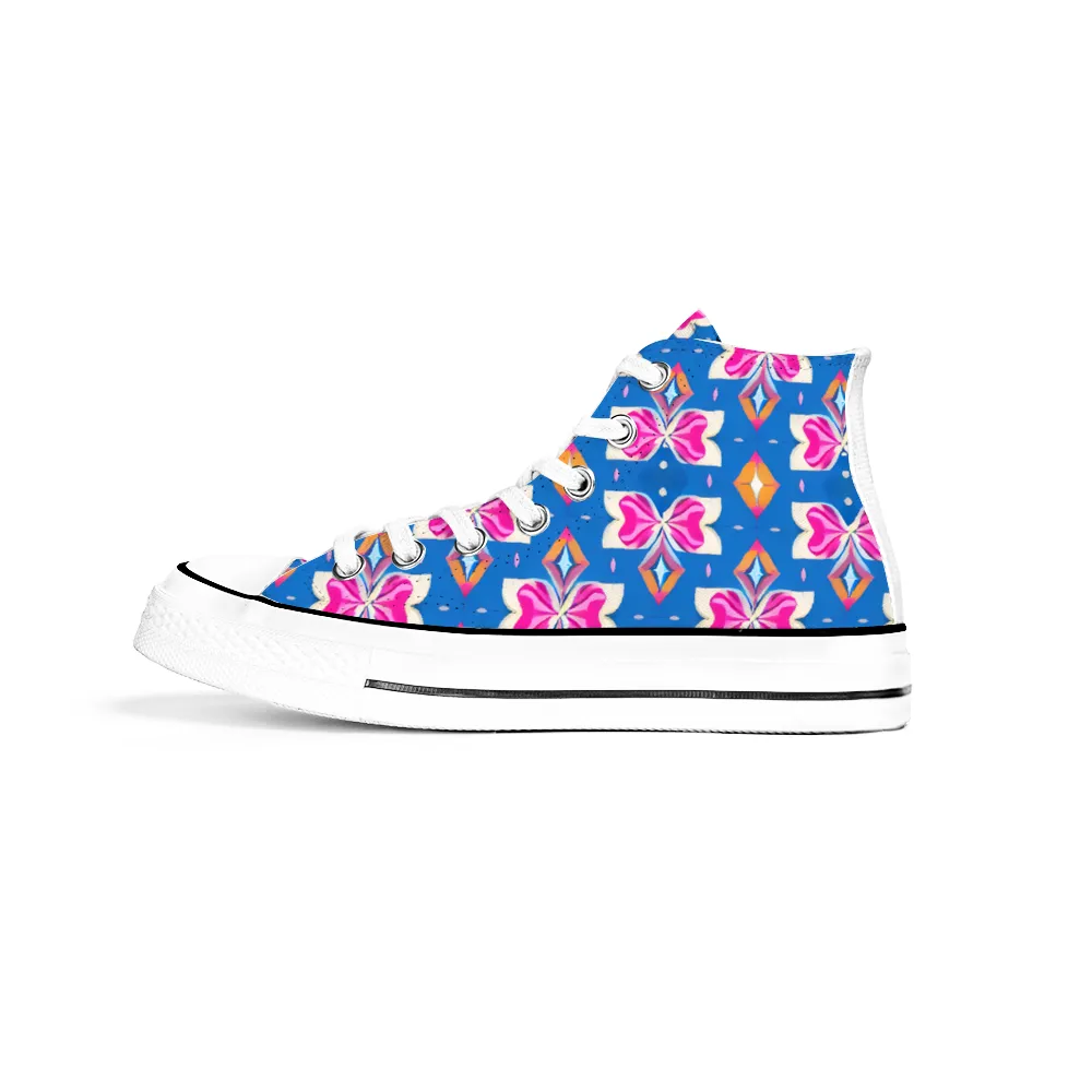 Colorful Pattern Collection - Classic Unisex High Top Canvas Sneakers