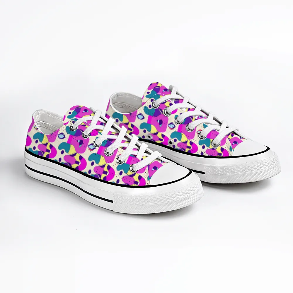 Colorful Pattern Collection - Unisex Low Top Canvas Shoes