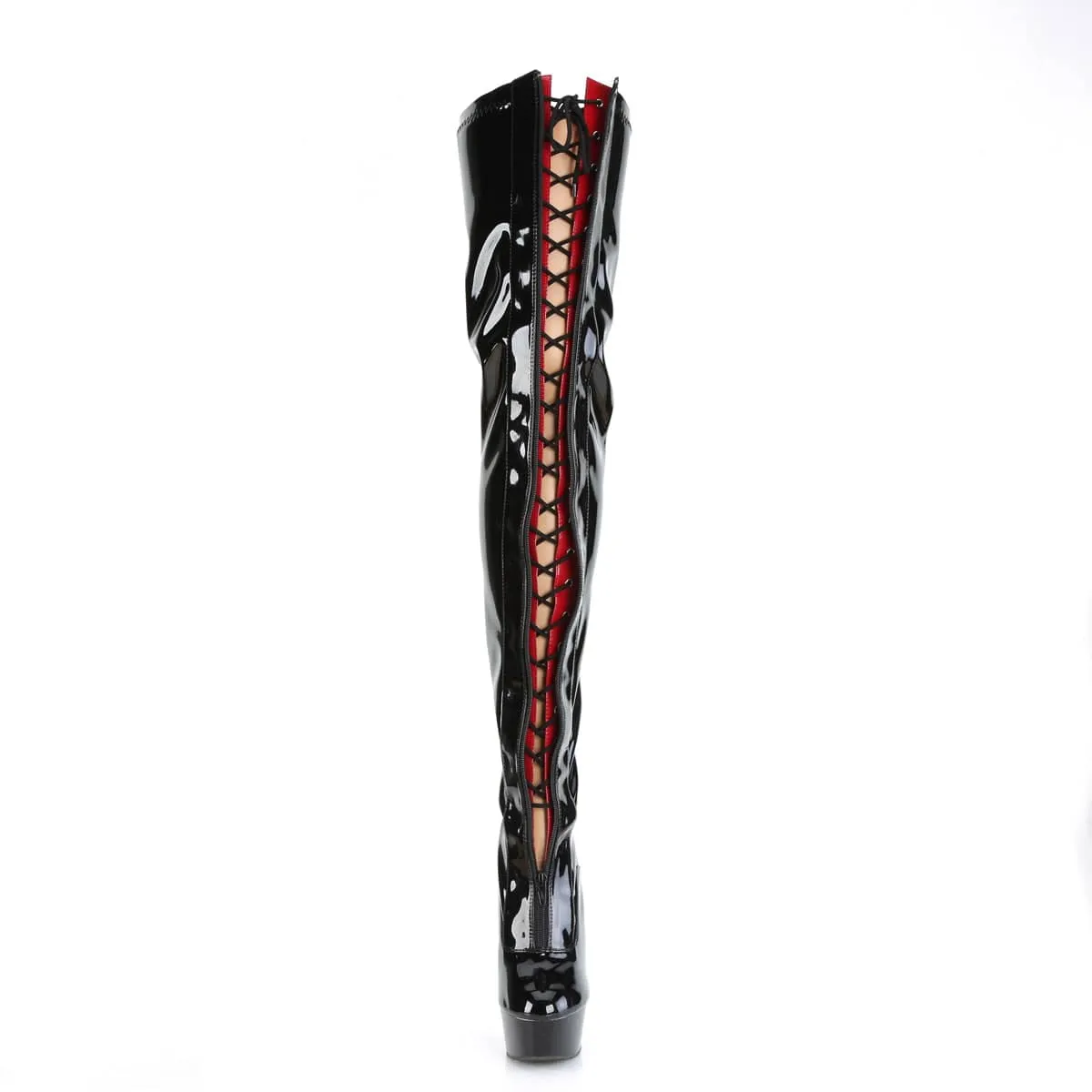 DELIGHT-3027 Black & Red Thigh High Boots