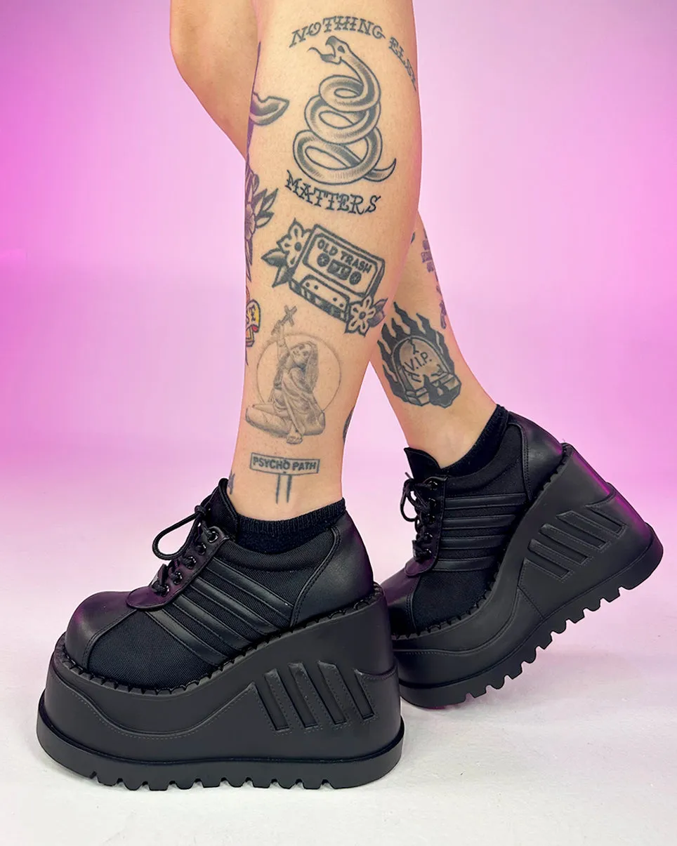 Demonia Black Stomp Oxford Platforms