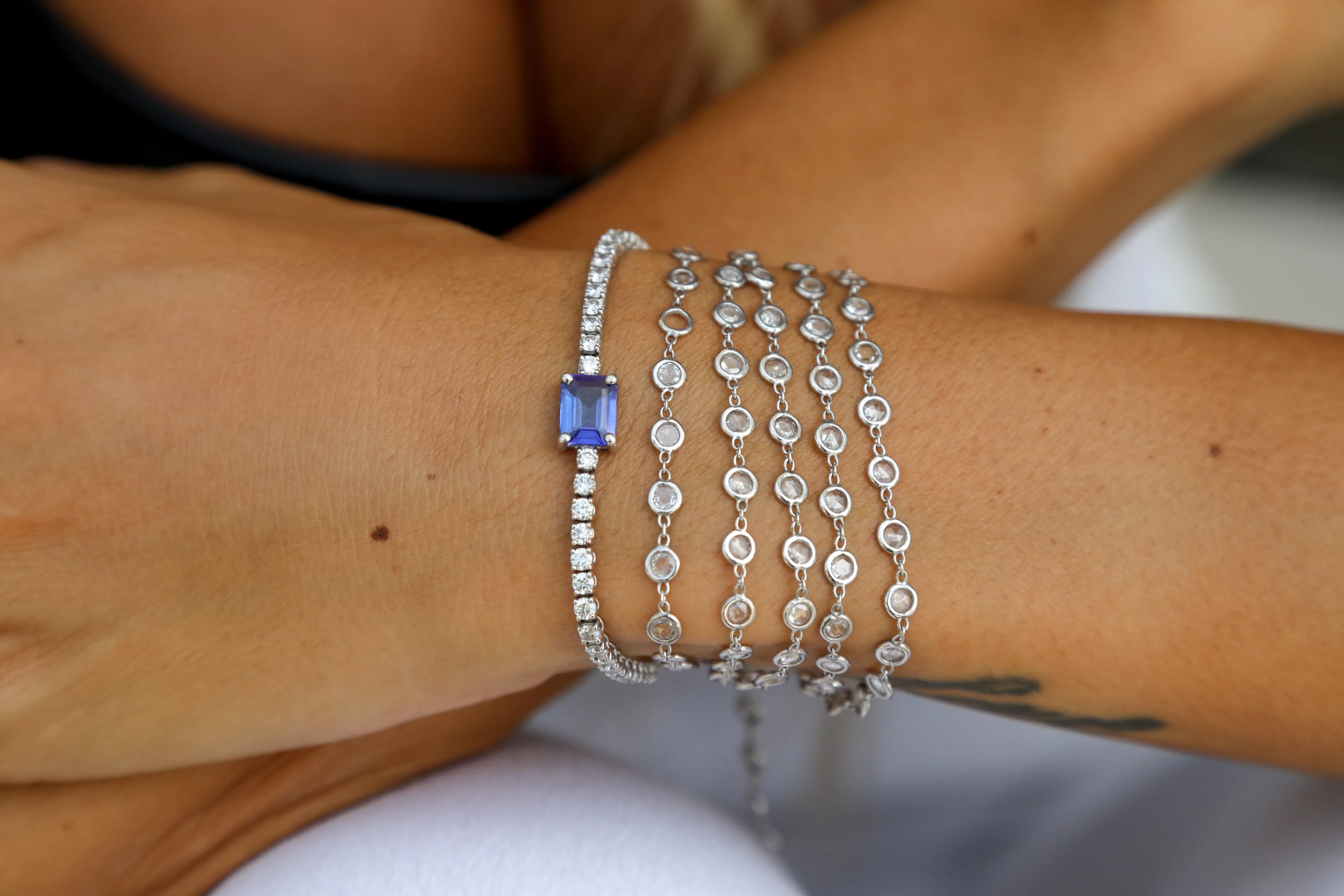 Diamonds & Tanzanite Tennis Bracelet