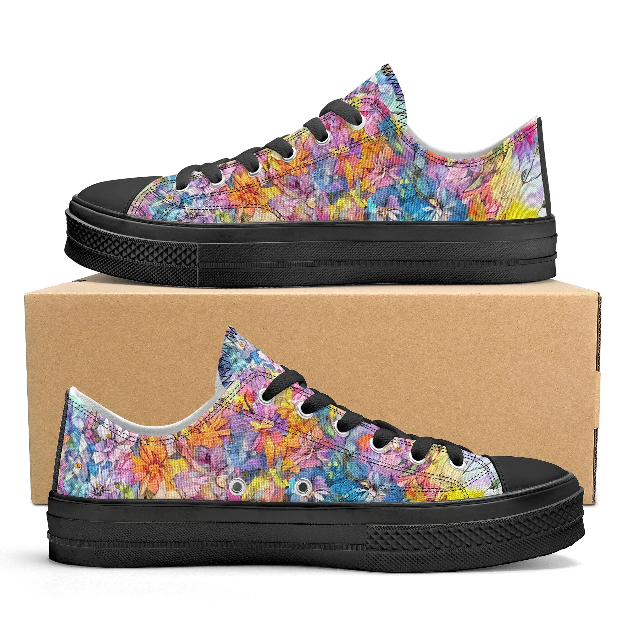 Flowers Womens Low Top Shoes, Garden Classic Canvas Converse Sneakers