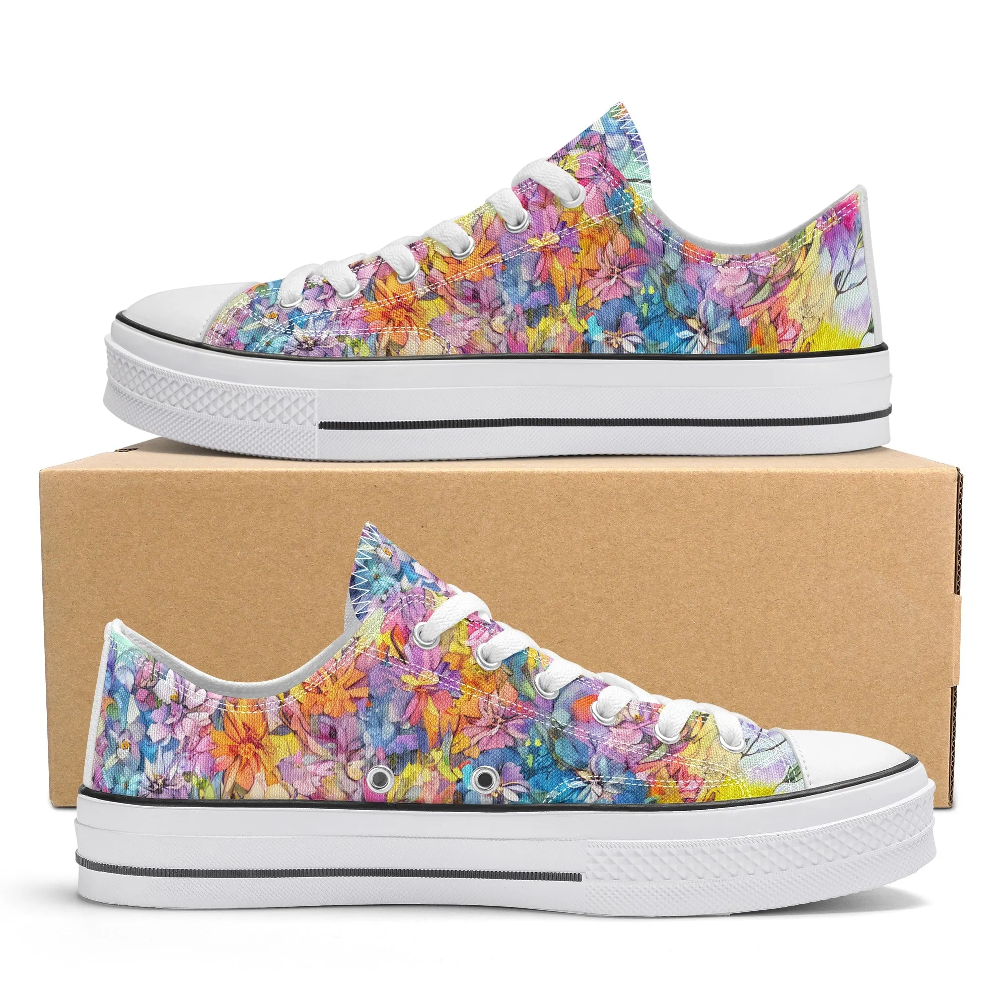 Flowers Womens Low Top Shoes, Garden Classic Canvas Converse Sneakers