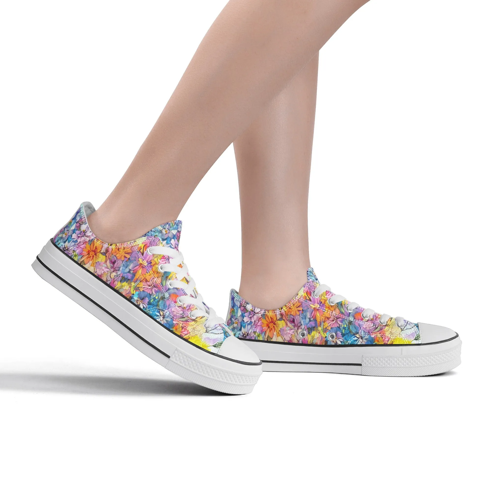 Flowers Womens Low Top Shoes, Garden Classic Canvas Converse Sneakers