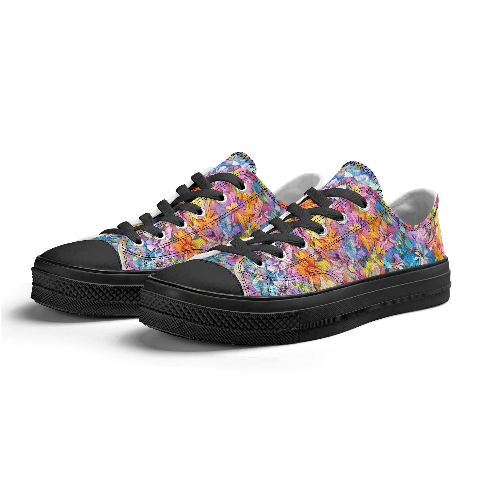 Flowers Womens Low Top Shoes, Garden Classic Canvas Converse Sneakers