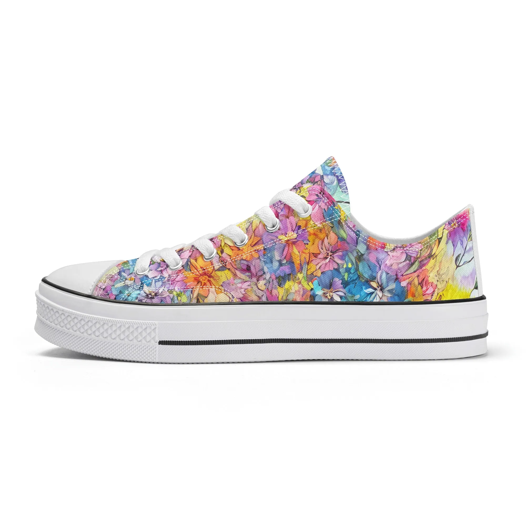 Flowers Womens Low Top Shoes, Garden Classic Canvas Converse Sneakers