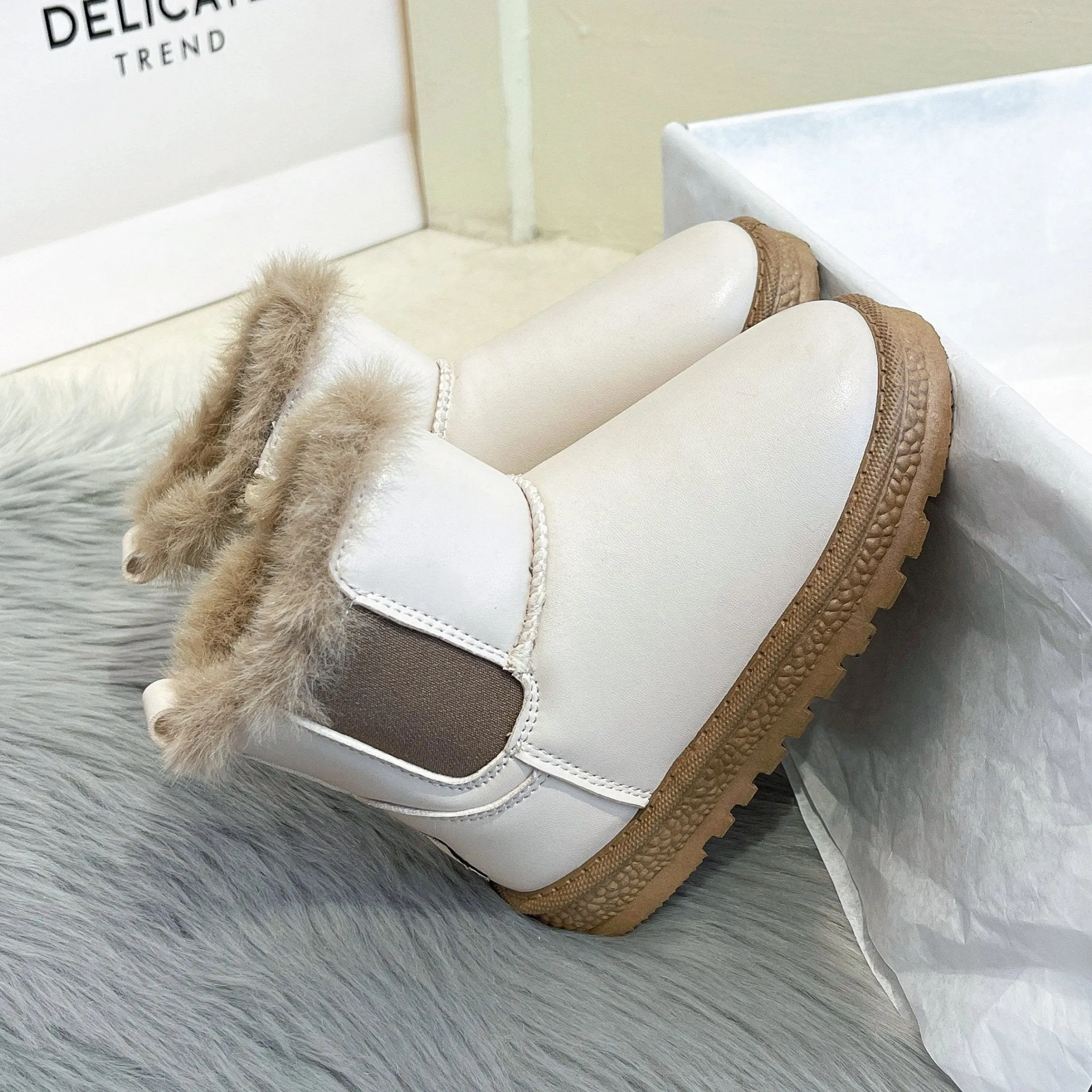 Fluffy Platform Ankle Boots