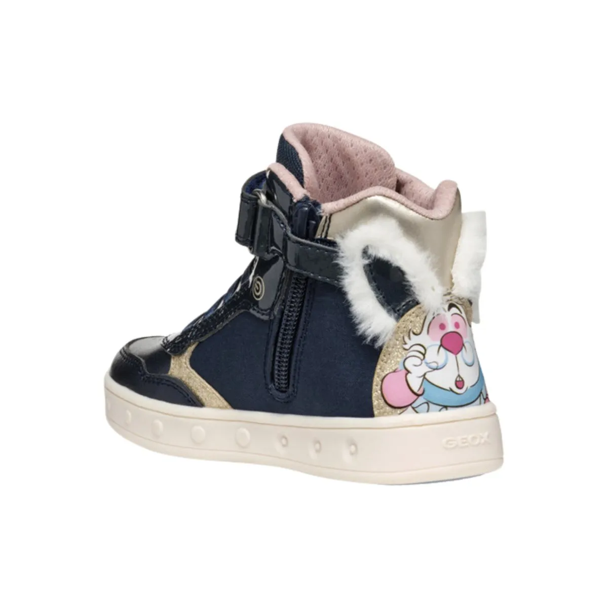 Geox Girl's (Sizes 26-32) Skylin Junior Disney Alice and Wonderland High-Top Dark Navy/Platinum