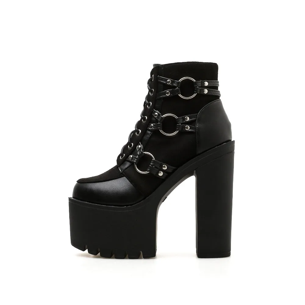 'Get your Goth On' Gothic Platform Ring Boots