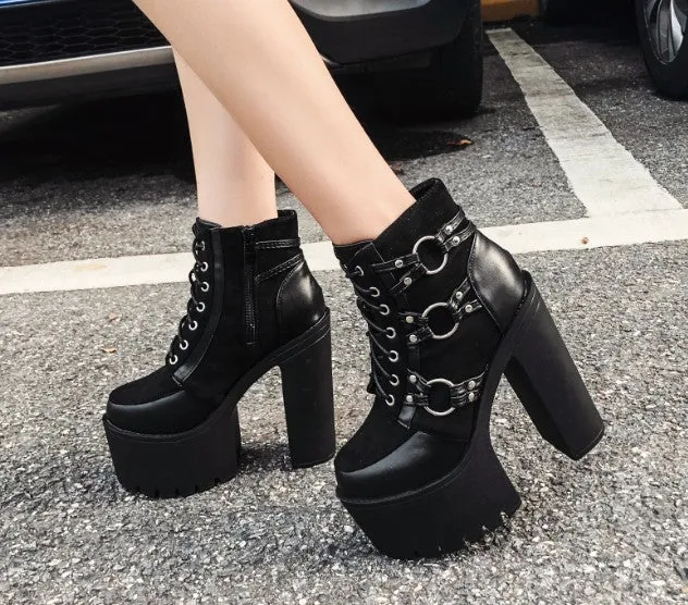 'Get your Goth On' Gothic Platform Ring Boots