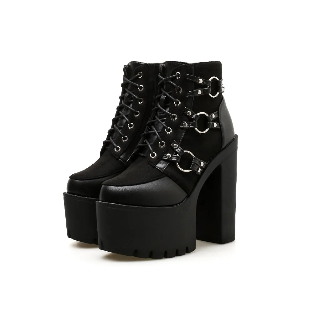 'Get your Goth On' Gothic Platform Ring Boots