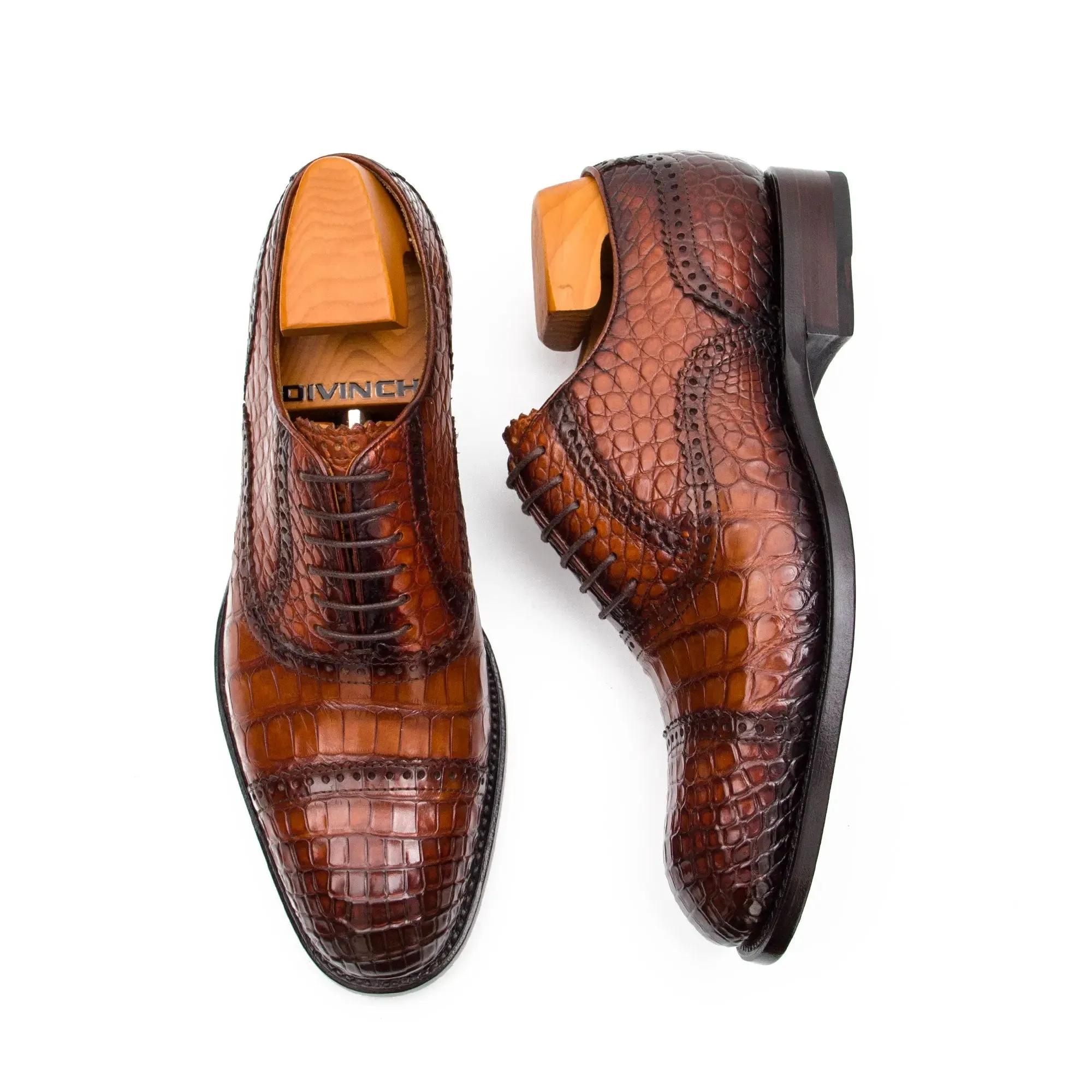 Goodyear welted alligator Oxford shoes