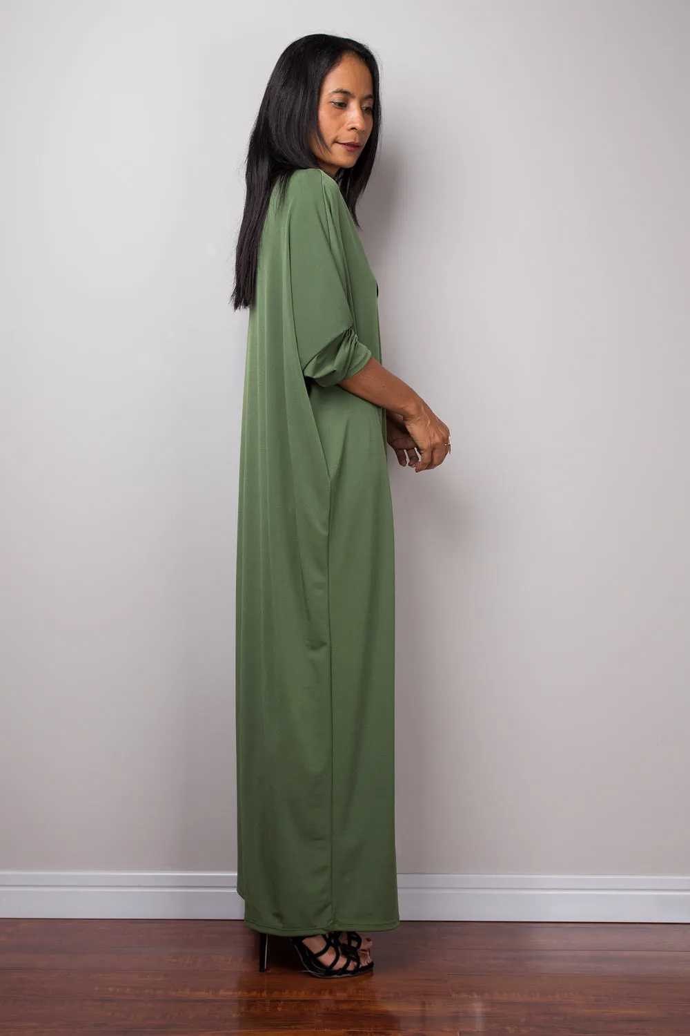 Green Dress, green mid length dress, lounge dress, oversized dress, loose fitting green dress, plus size dress