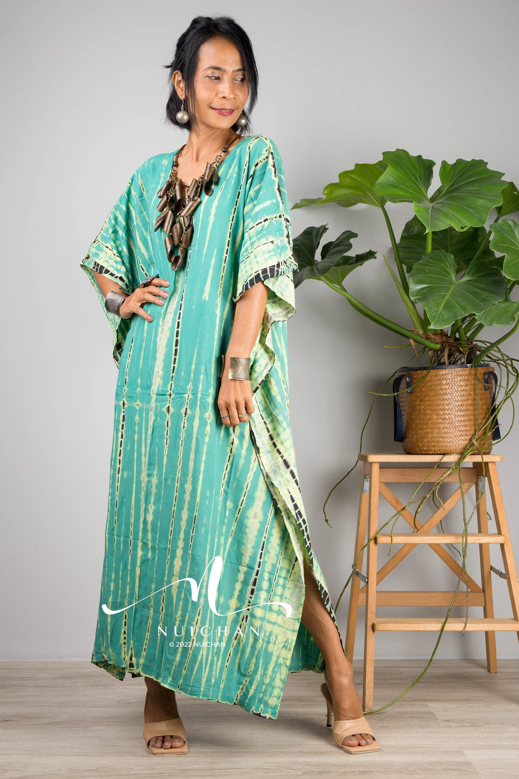 Green Tie dye kaftan