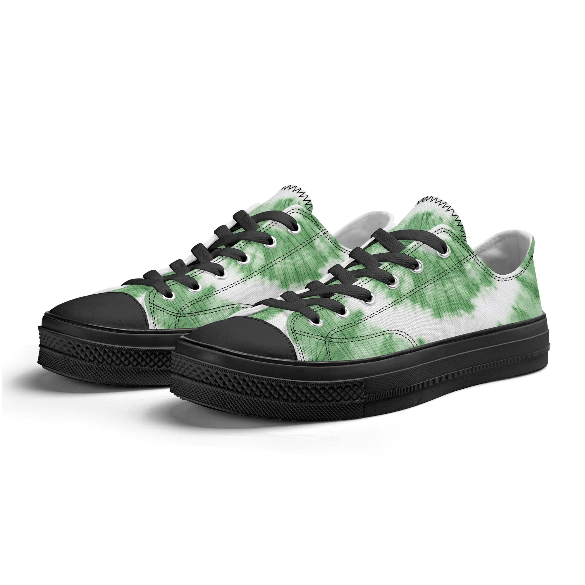 Green Tie Dye Pattern - Mens Classic Low Top Canvas Shoes for Footwear Lovers