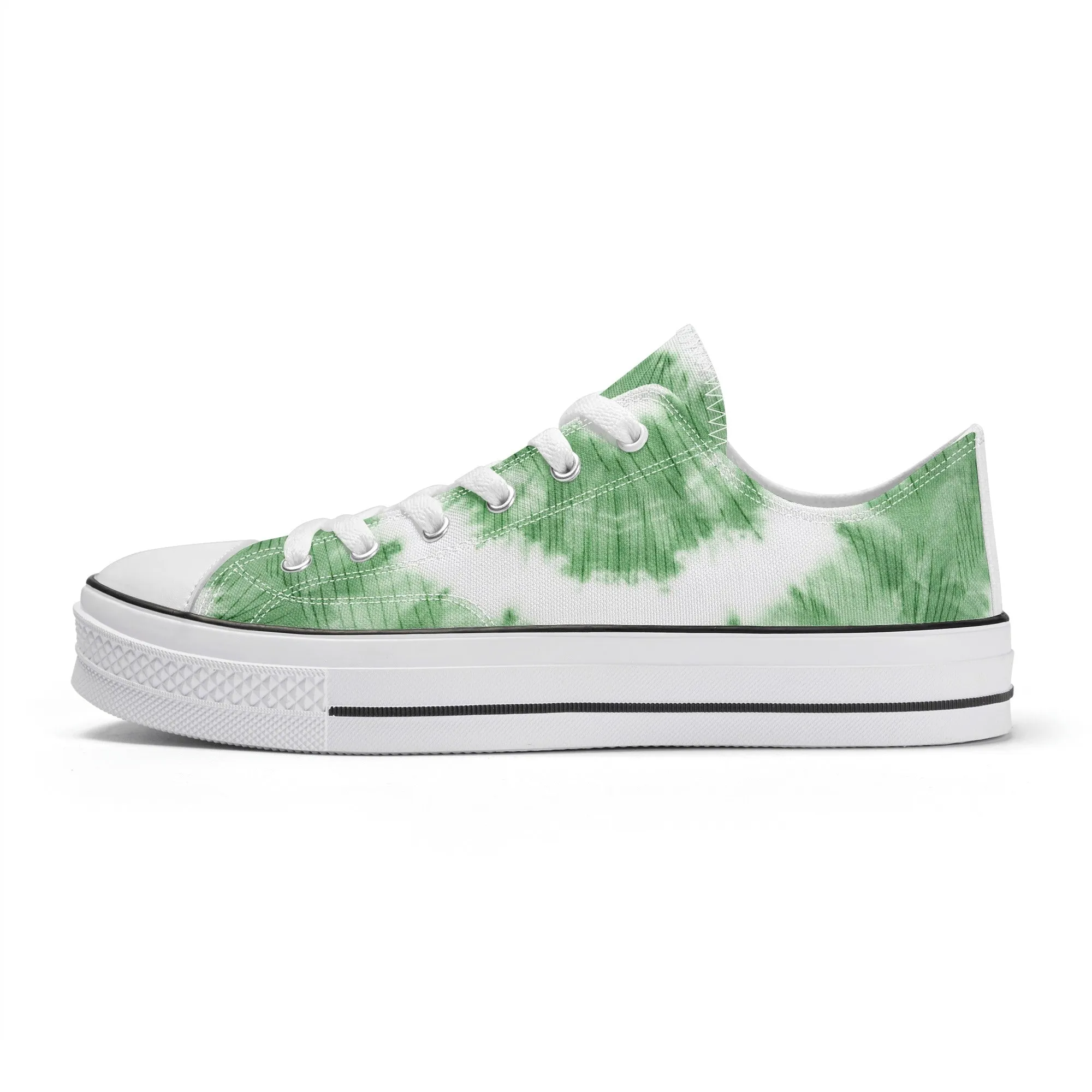 Green Tie Dye Pattern - Mens Classic Low Top Canvas Shoes for Footwear Lovers