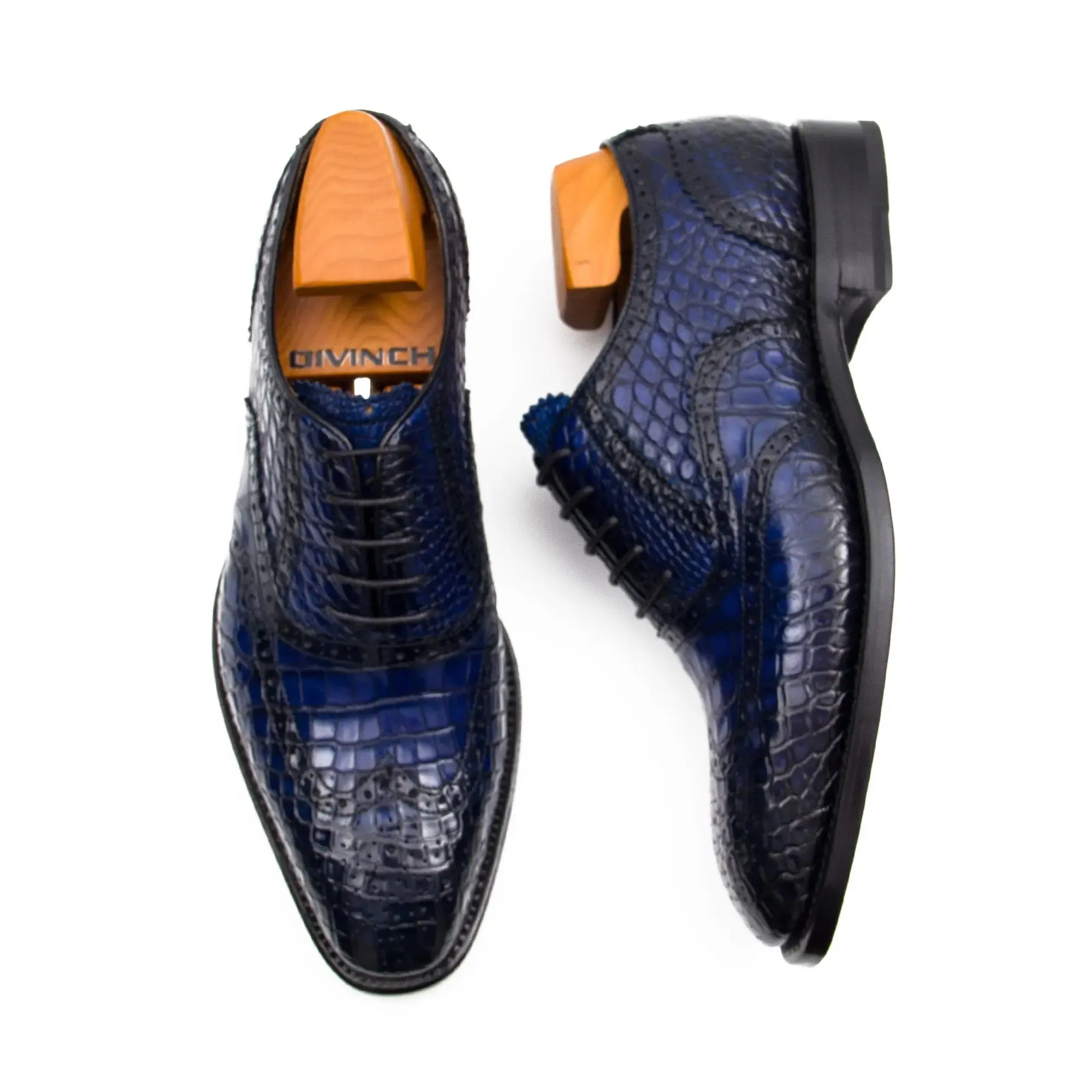 Handmade Crocodile Leather Oxford Shoes