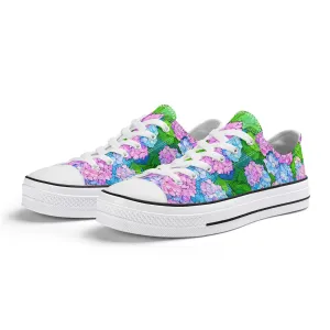 Hydrangea Womens Low Top Shoes, Garden Classic Canvas Converse Sneakers.