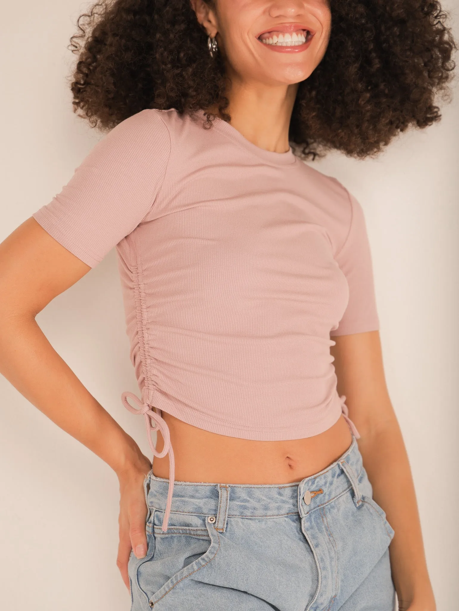 Joy Drawstring Crop Tee