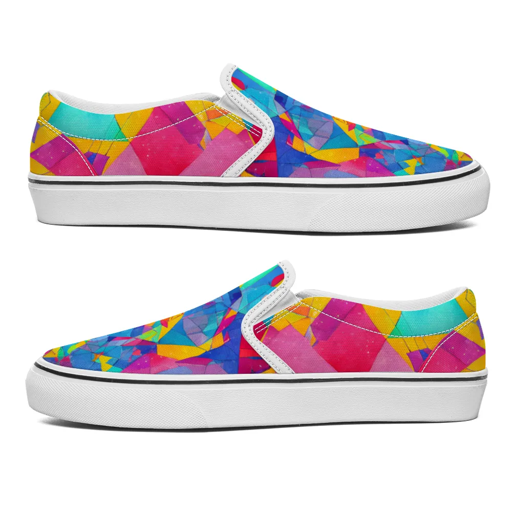 Kaleidoscope Pattern Collection - Unisex Slip-On Canvas Sneakers