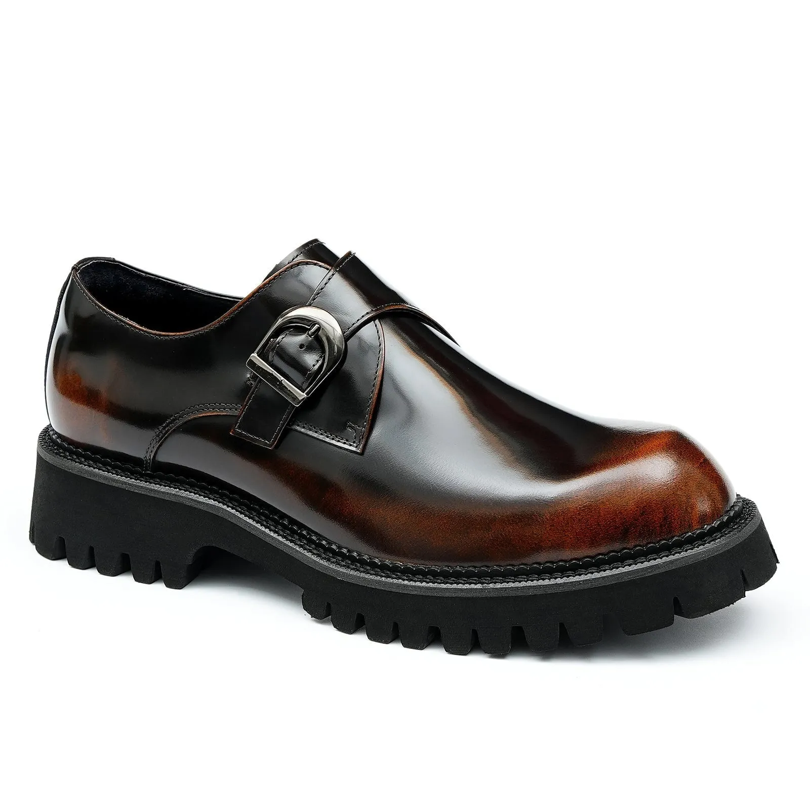 Leather monk shoes for men