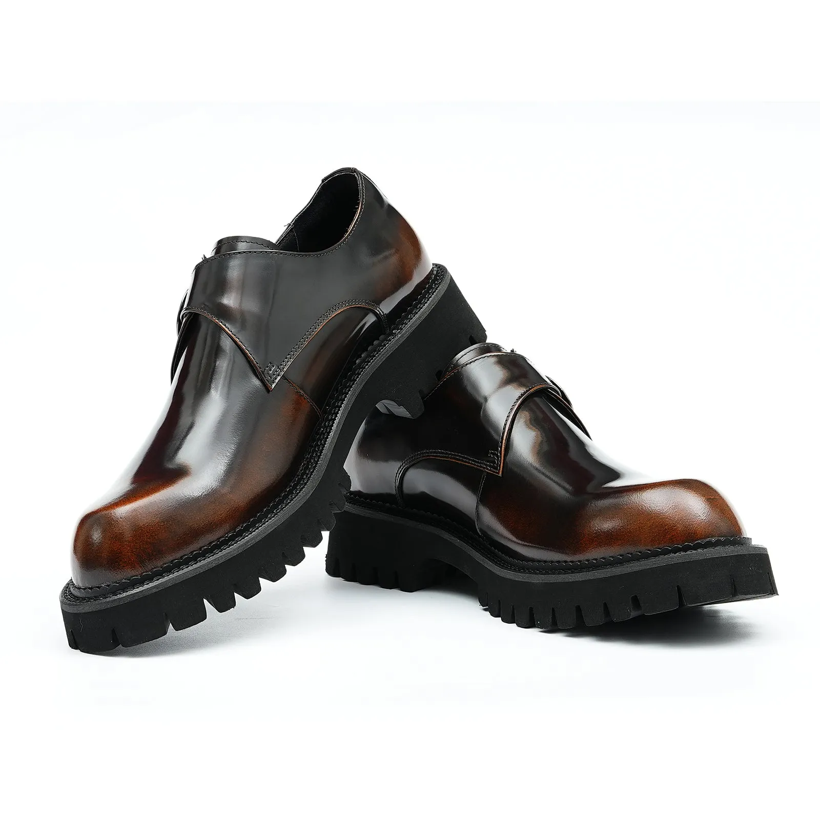 Leather monk shoes for men