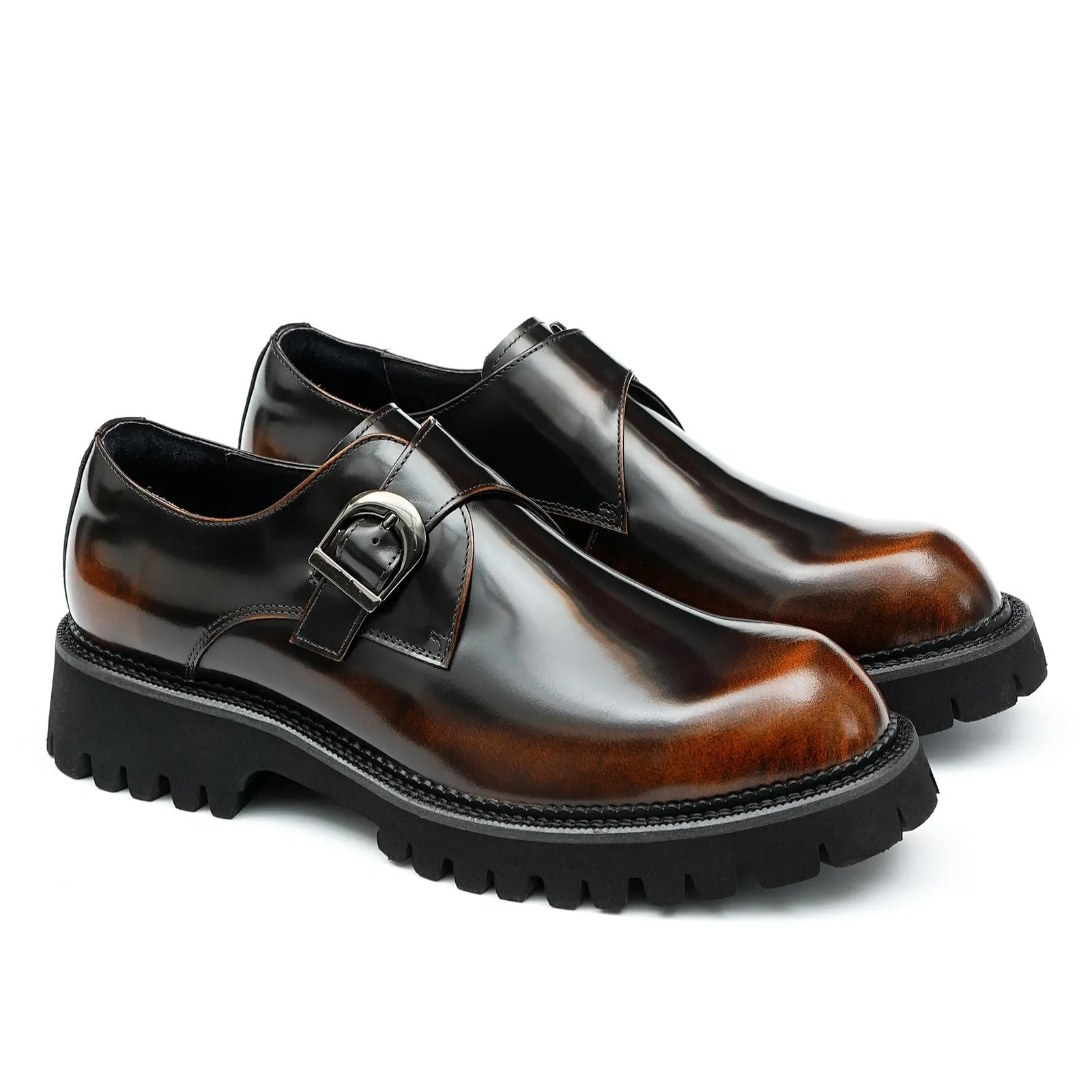 Leather monk shoes for men