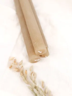 Light Brown Pleated Taper Candle