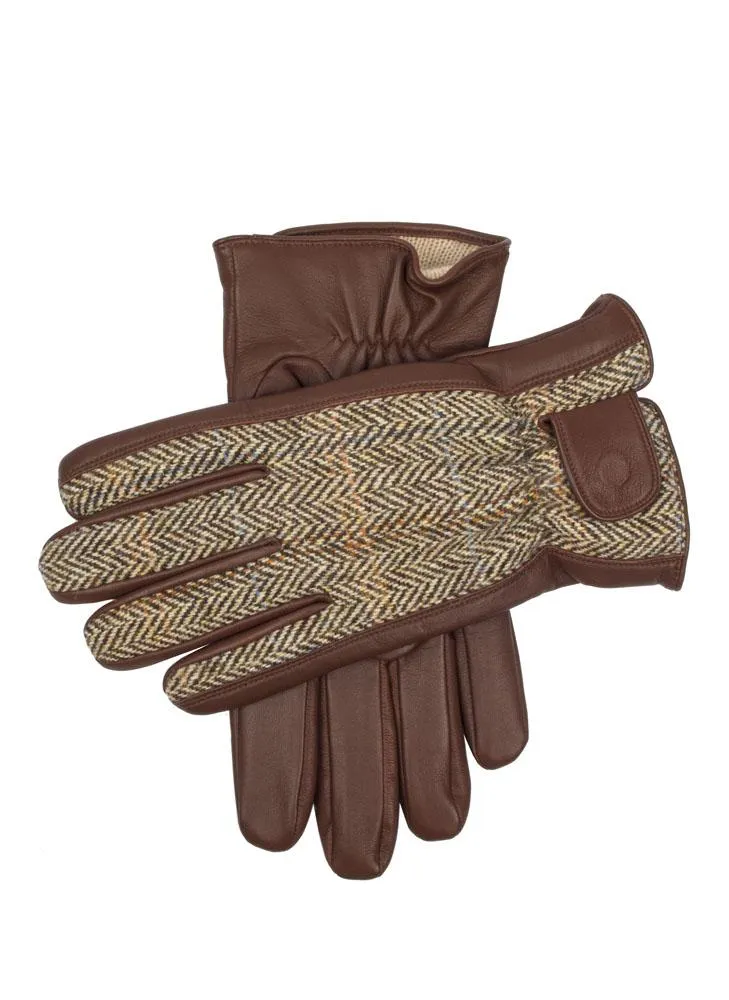 Men's Heritage Cashmere-Lined Harris Tweed and Leather Gloves